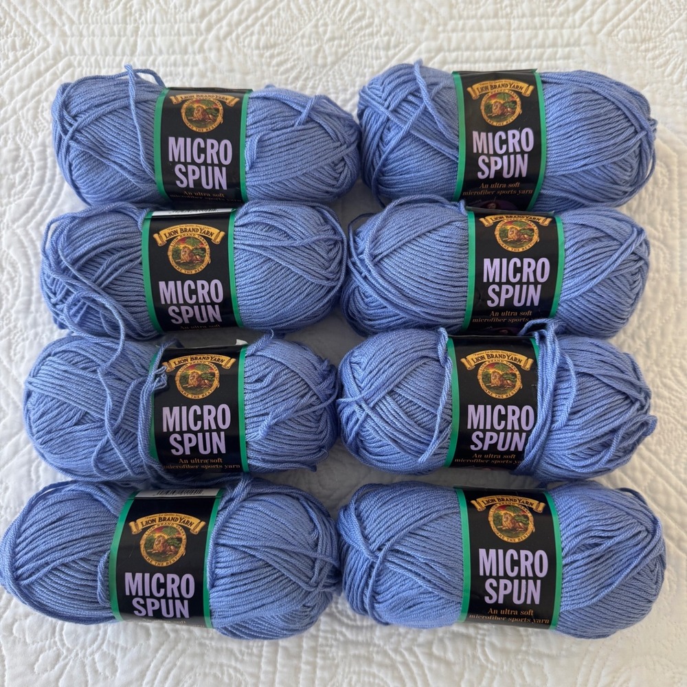8 Skeins Lion Brand Micro Spun Yarn Lilac 144 Purple Microfiber Sport Soft